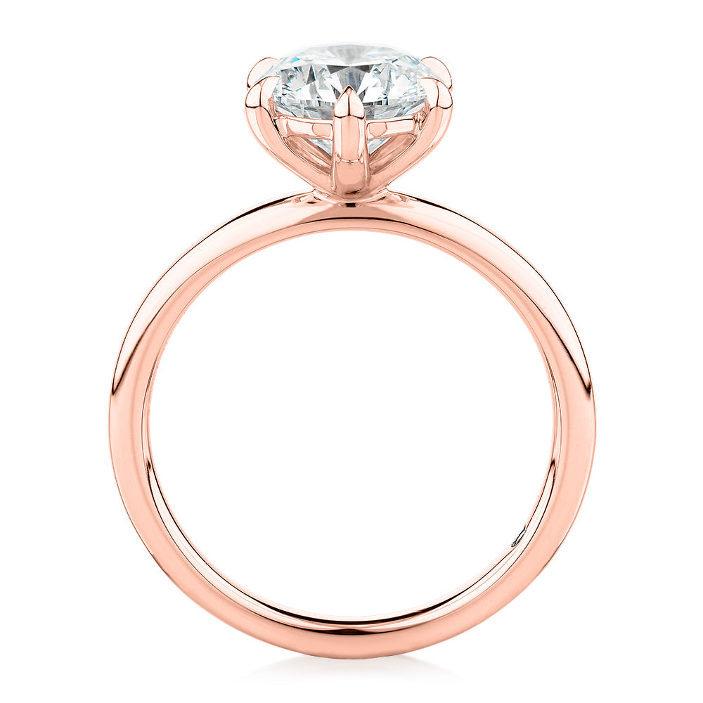 Signature Simulant Diamond 2.00 carat* round brilliant solitaire engagement ring in 14 carat rose gold