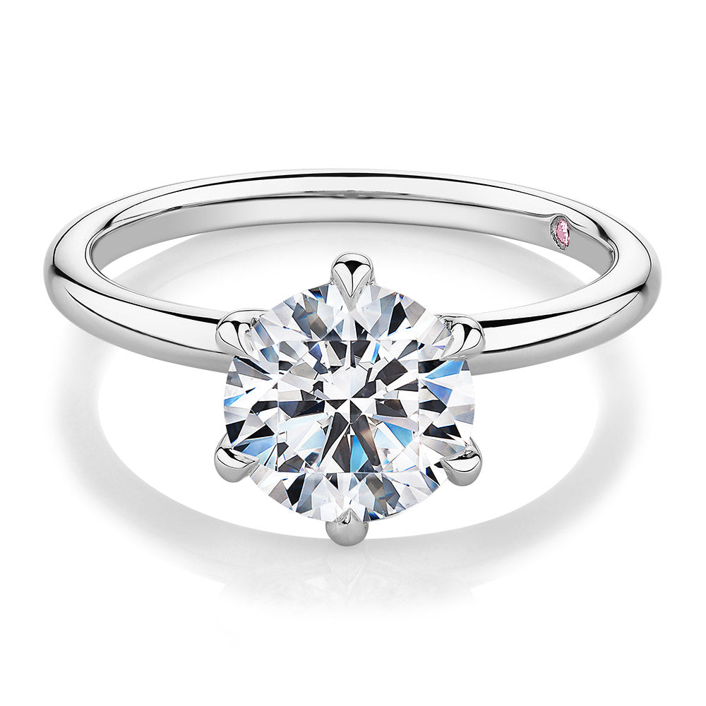 Premium Certified Lab-Grown Diamond, 2.00 carat round brilliant solitaire engagement ring in 14 carat white gold