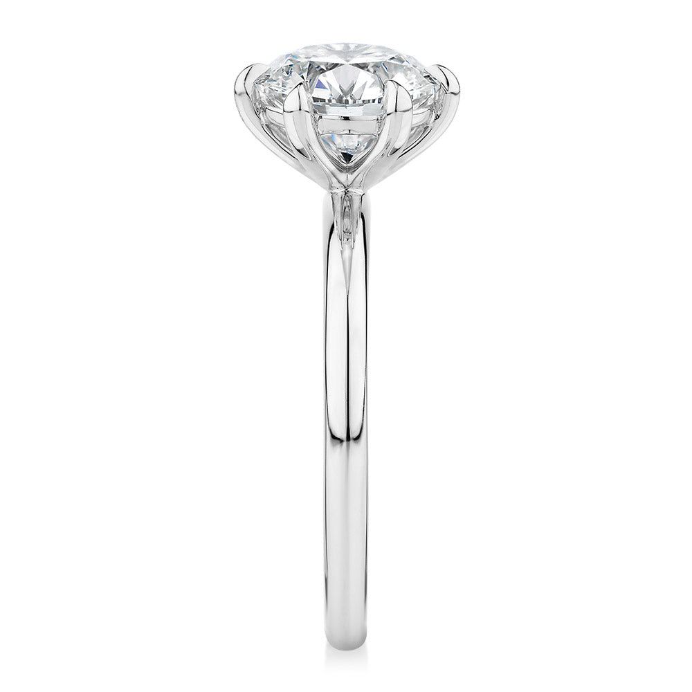 Premium Certified Lab-Grown Diamond, 2.00 carat round brilliant solitaire engagement ring in 14 carat white gold