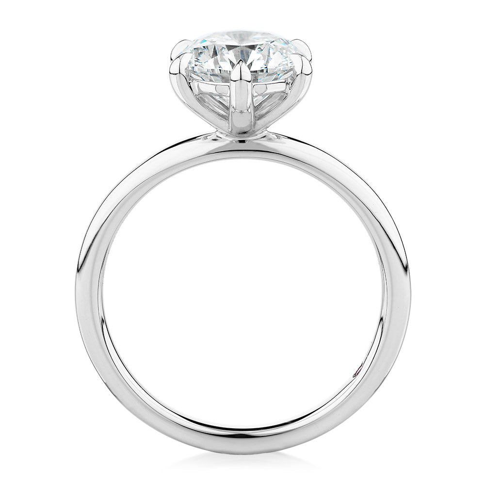 Premium Certified Lab-Grown Diamond, 2.00 carat round brilliant solitaire engagement ring in 14 carat white gold