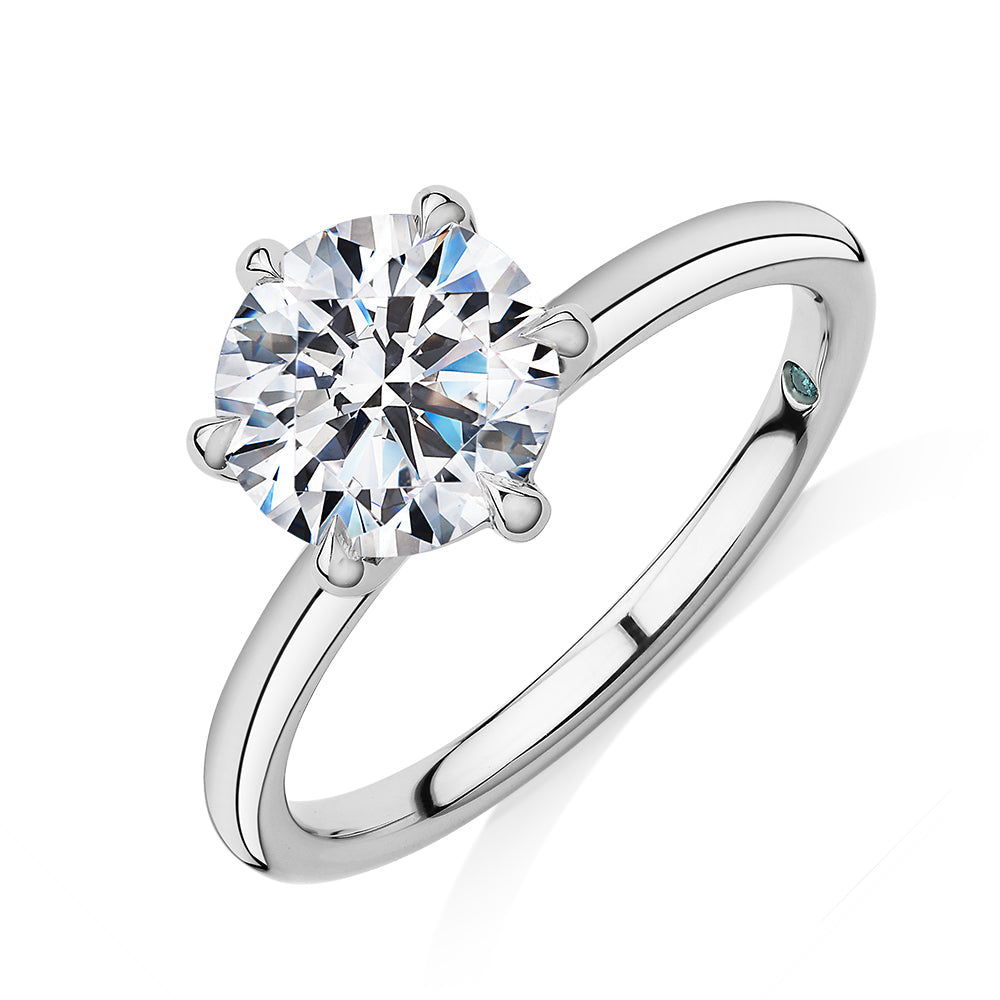 Premium Certified Lab-Grown Diamond, 2.00 carat round brilliant solitaire engagement ring in 14 carat white gold