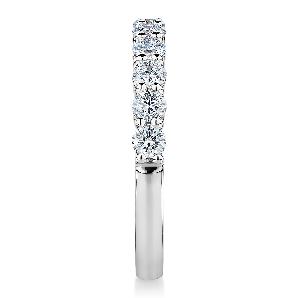 Premium Lab-Grown Diamond, 0.90 carat TW round brilliant wedding or eternity band in 14 carat white gold