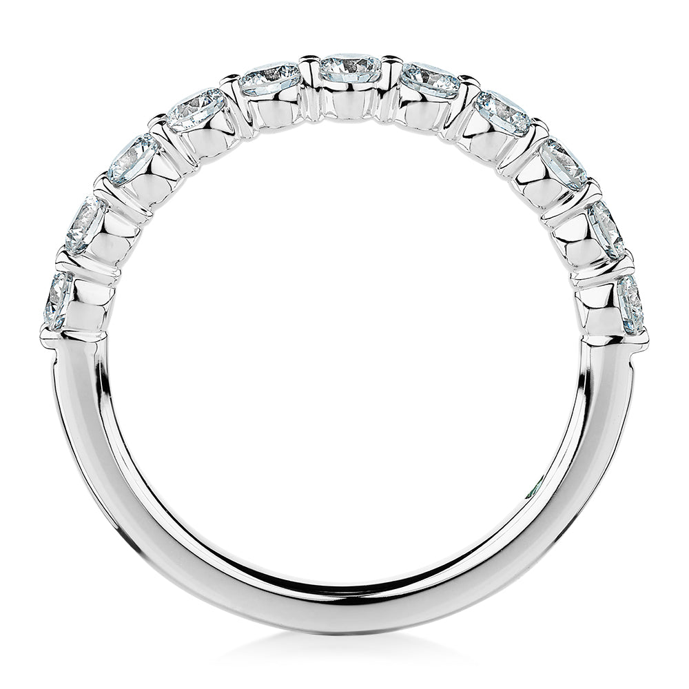 Premium Lab-Grown Diamond, 0.90 carat TW round brilliant wedding or eternity band in 14 carat white gold