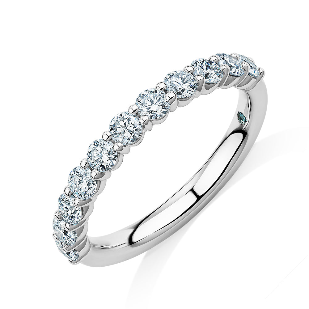 Premium Lab-Grown Diamond, 0.90 carat TW round brilliant wedding or eternity band in 14 carat white gold