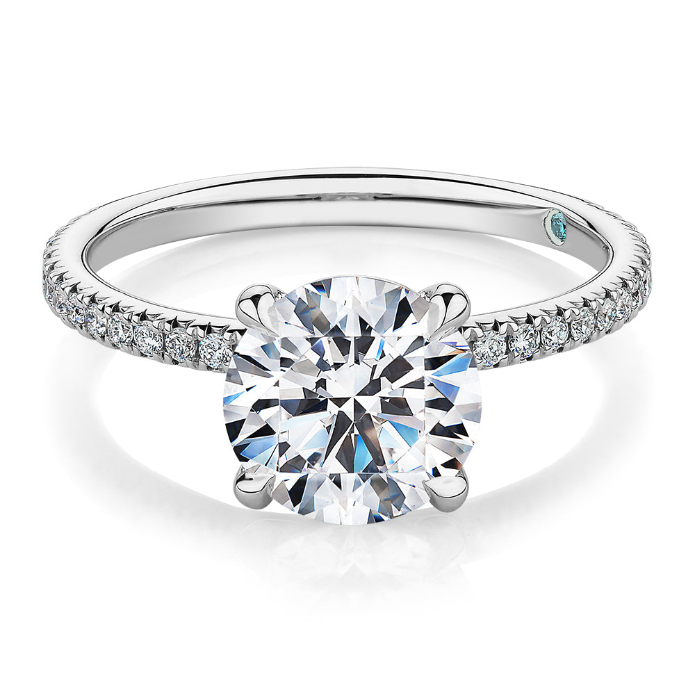 Premium Certified Lab-Grown Diamond, 2.19 carat TW round brilliant shouldered engagement ring in 18 carat white gold