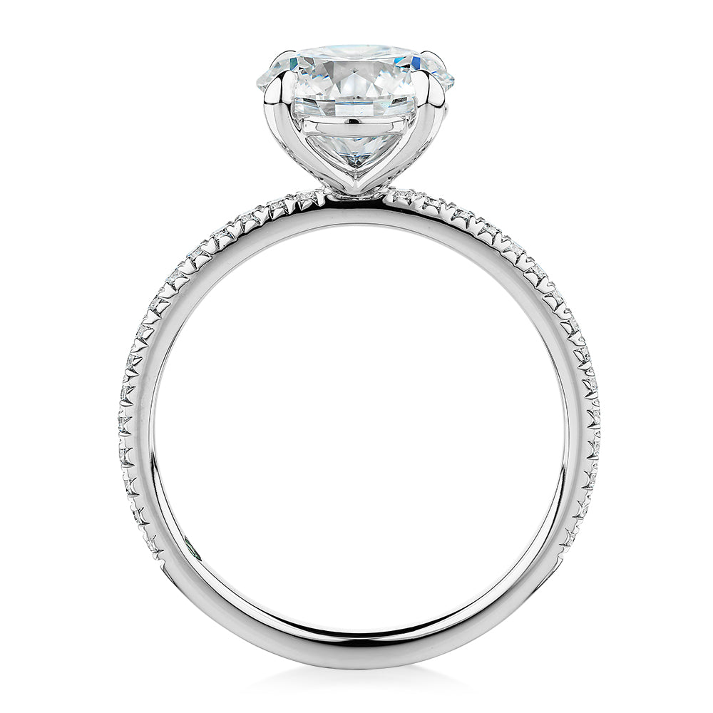 Premium Certified Lab-Grown Diamond, 2.19 carat TW round brilliant shouldered engagement ring in 18 carat white gold