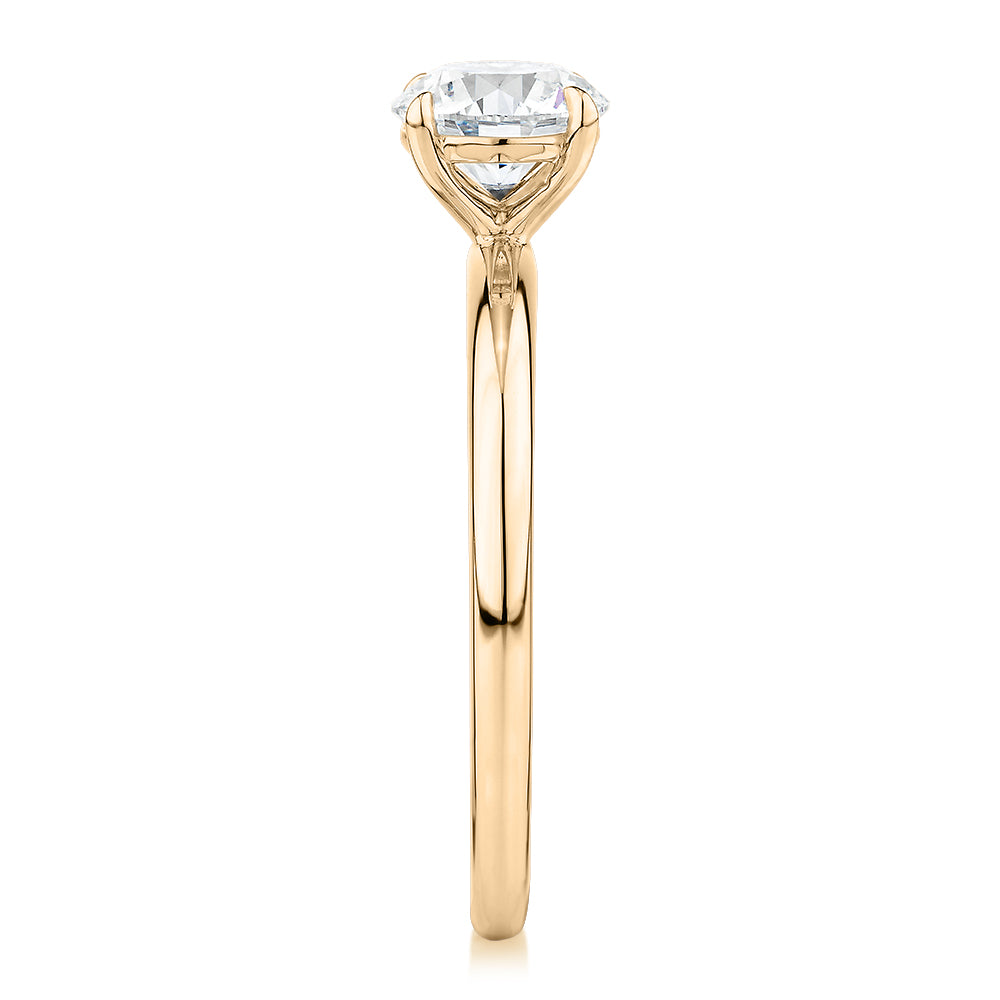 Premium Certified Lab-Grown Diamond, 1.00 carat round brilliant solitaire engagement ring in 14 carat yellow gold