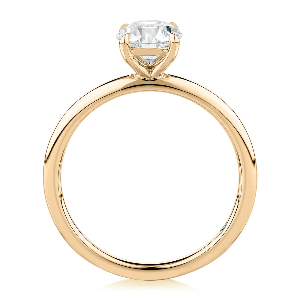 Premium Certified Lab-Grown Diamond, 1.00 carat round brilliant solitaire engagement ring in 14 carat yellow gold