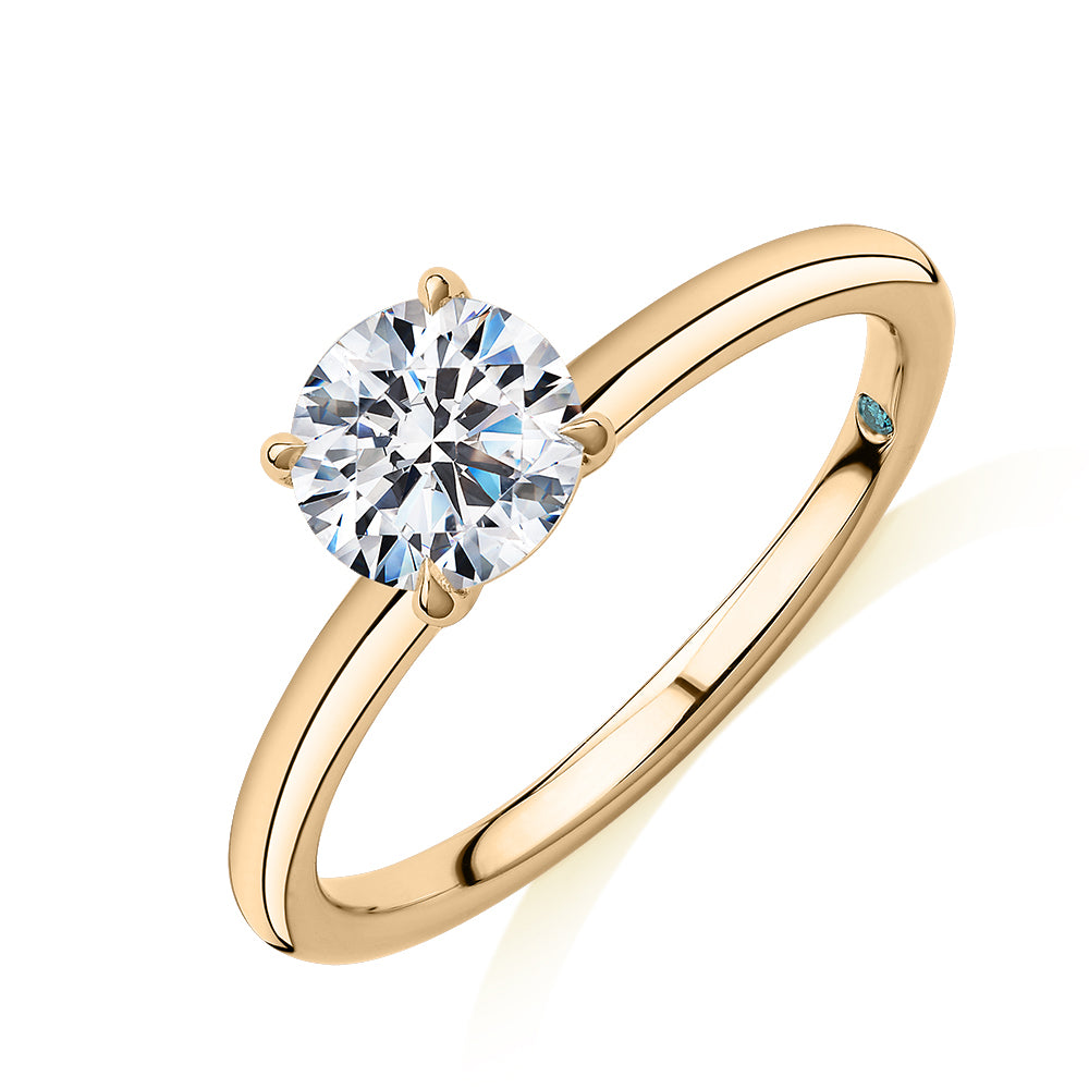 Premium Certified Lab-Grown Diamond, 1.00 carat round brilliant solitaire engagement ring in 14 carat yellow gold