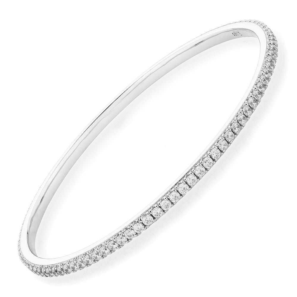 Round Brilliant bangle with 2.85 carats* of diamond simulants in sterling silver