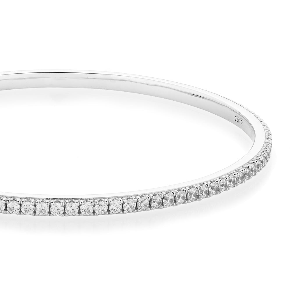 Round Brilliant bangle with 2.85 carats* of diamond simulants in sterling silver