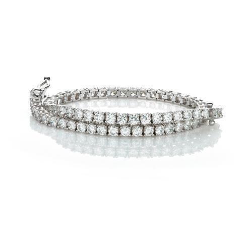 Round Brilliant tennis bracelet with 4.38 carats* of diamond simulants in 10 carat white gold