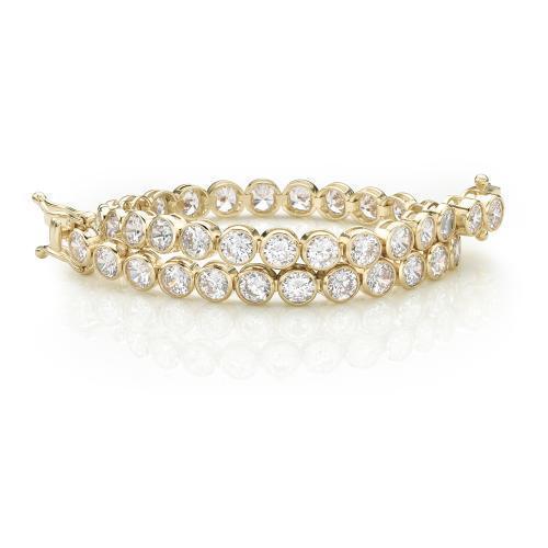 Round Brilliant tennis bracelet with 10.25 carats* of diamond simulants in 10 carat yellow gold