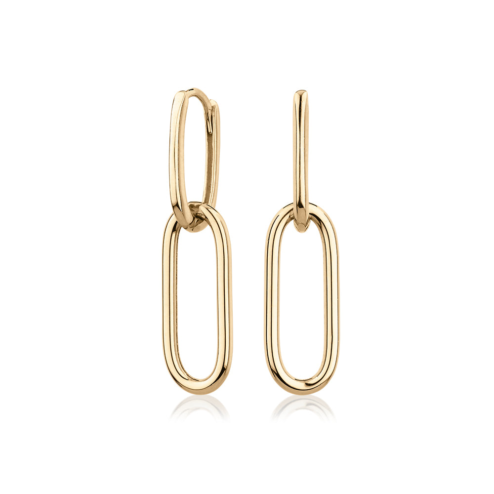 Drop earrings in 10 carat yellow gold