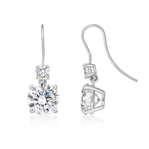 Round Brilliant drop earrings with 6 carats* of diamond simulants in 10 carat white gold