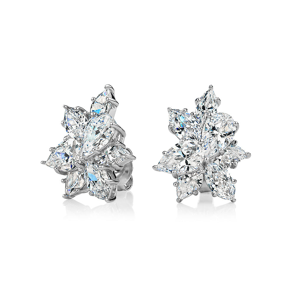 Pear and Marquise fancy earrings with 6.86 carats* of diamond simulants in sterling silver