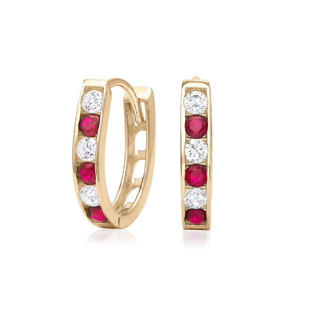 Ruby and store diamond hoop earrings