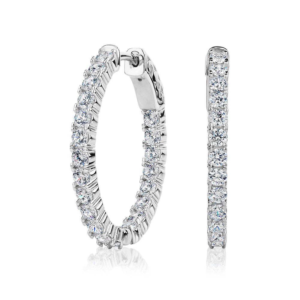 Round Brilliant hoop earrings with 2.52 carats* of diamond simulants i ...