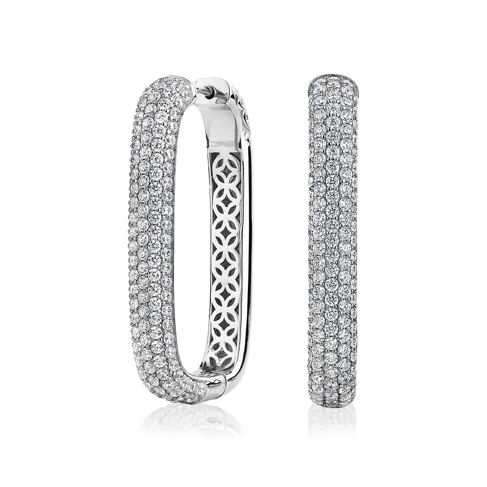 Pave diamond on sale hoop earrings