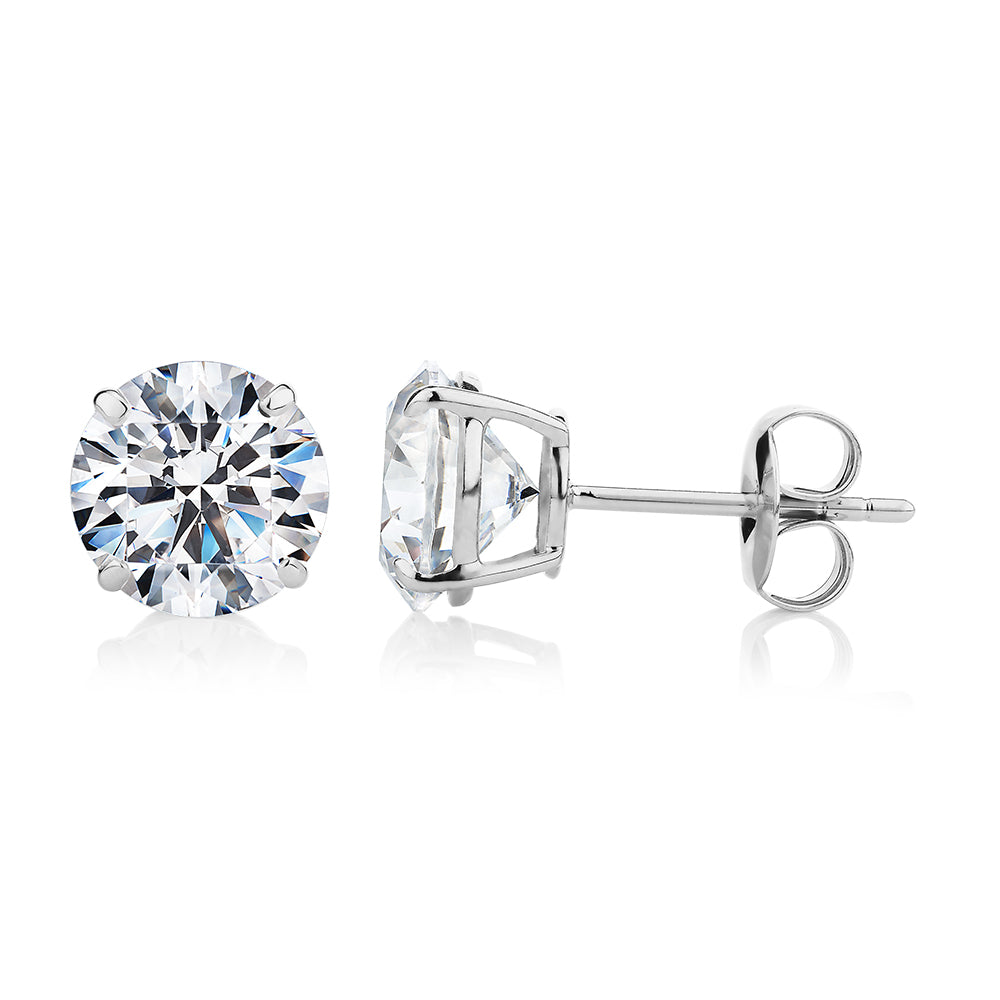 Round Brilliant stud earrings with 4 carats* of diamond simulants in 1 ...