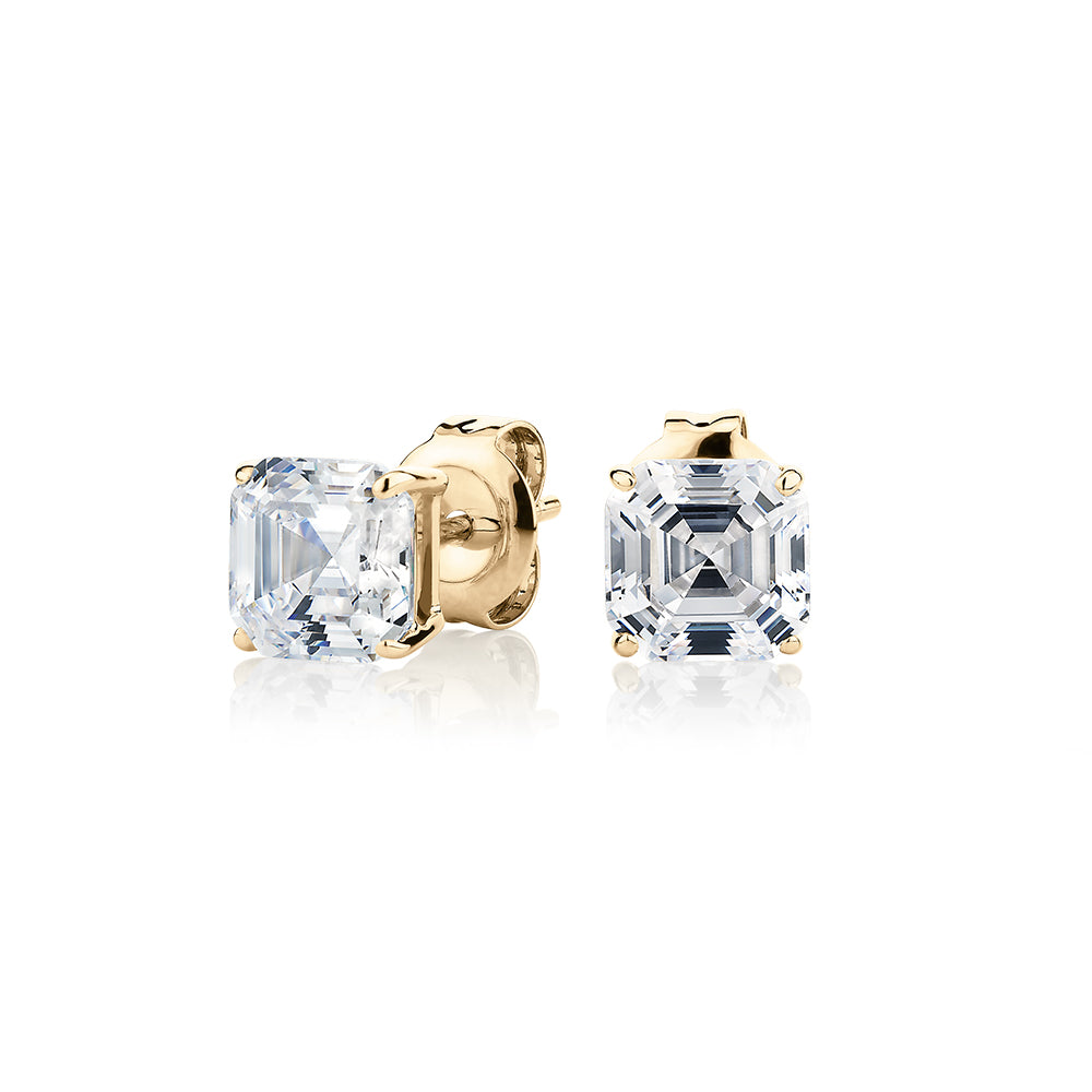 Asscher cut diamond on sale earrings 2 carat