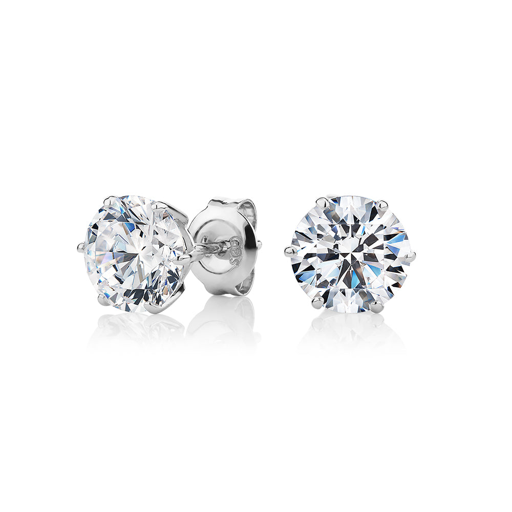 Round Brilliant stud earrings with 3 carats* of diamond simulants in 10 carat white gold