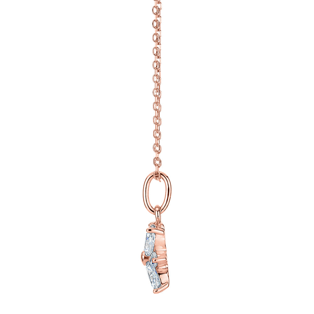 Fancy pendant with 0.68 carats* of diamond simulants in 10 carat rose gold