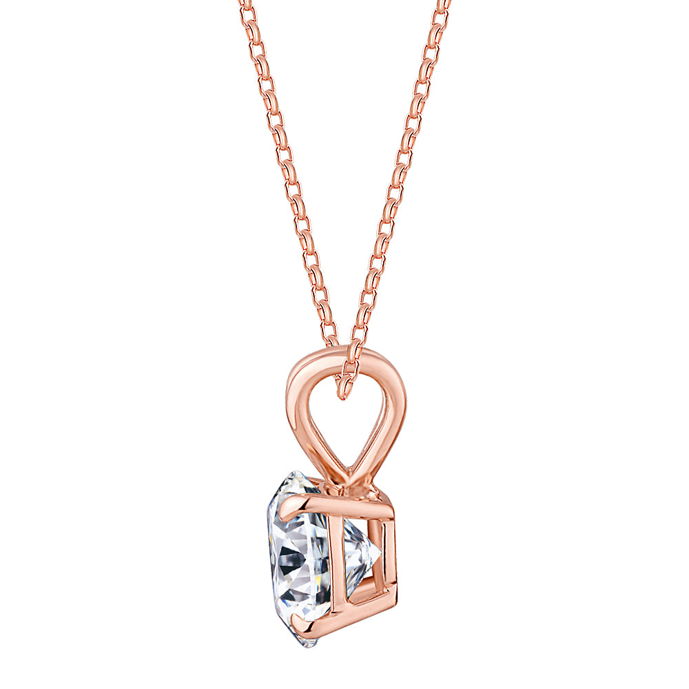 Round Brilliant solitaire pendant with 1 carat* diamond simulant in 10 carat rose gold