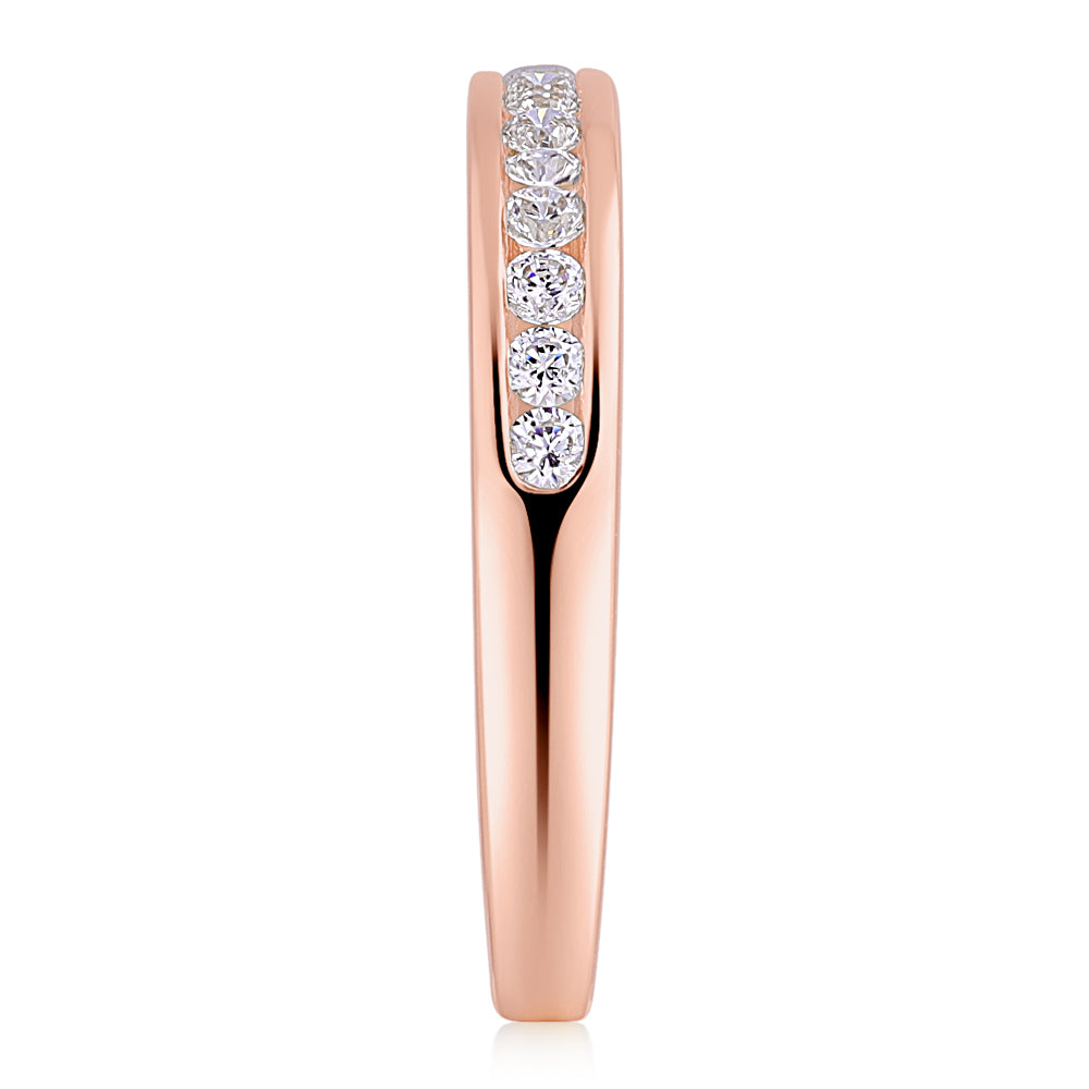 Wedding or eternity band in 14 carat rose gold