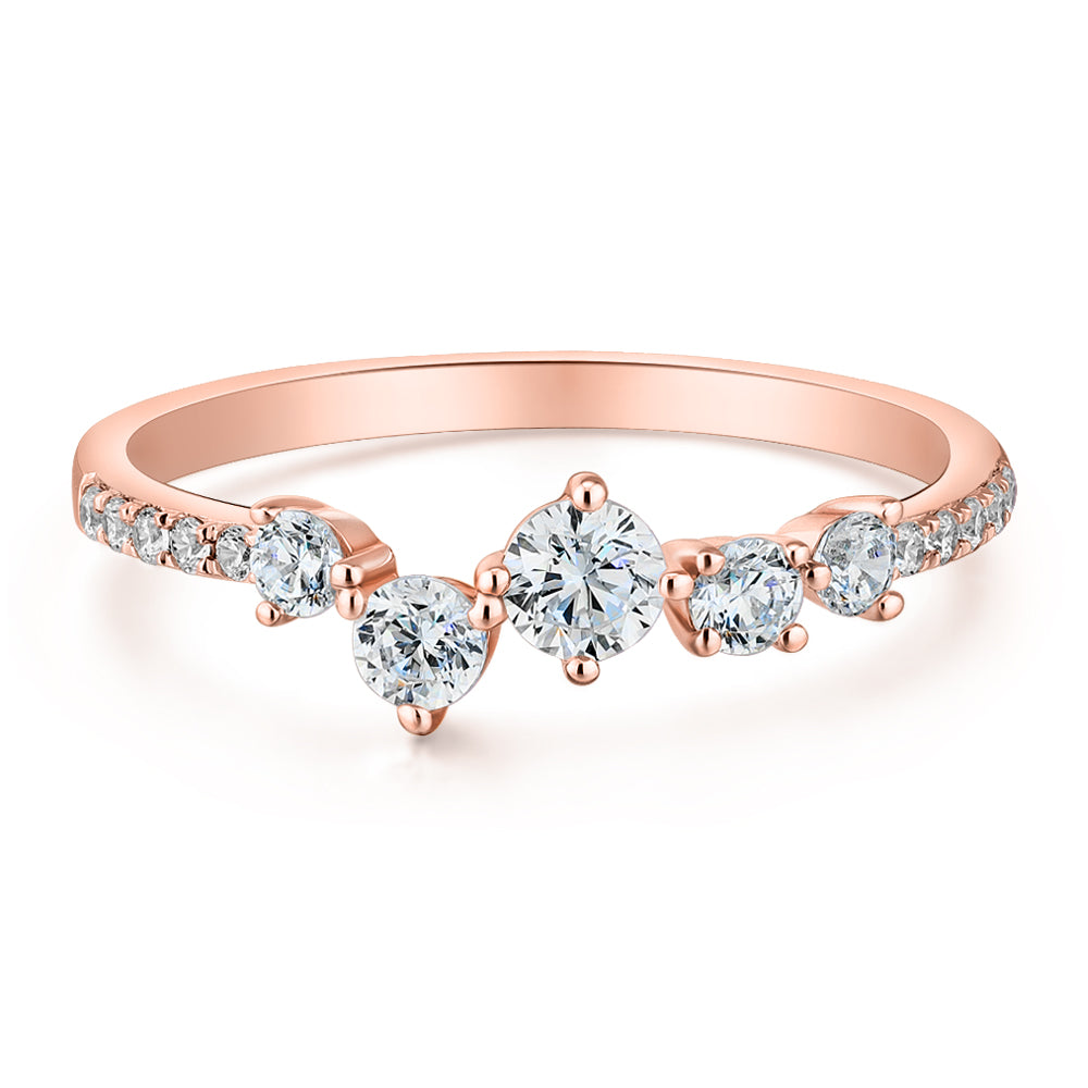 Dress ring with 0.46 carats* of diamond simulants in 10 carat rose gold