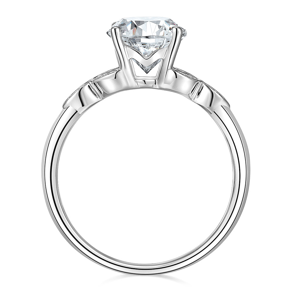 Round Brilliant shouldered engagement ring with 2.16 carats* of diamond simulants in 14 carat white gold